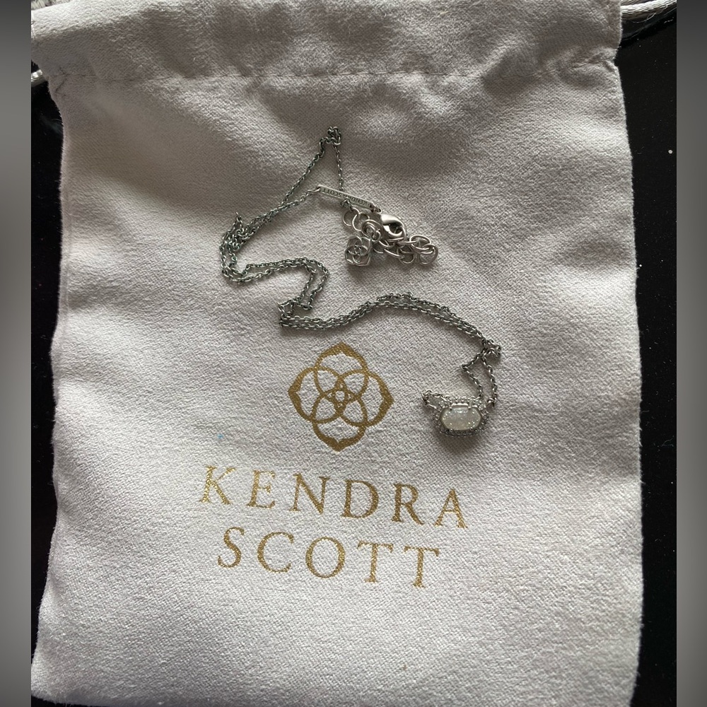 Kendra Scott Silver Necklace with Iridescent Stone